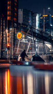 Urban Metro Entrance City Night Street Lights Mobile Wallpaper
