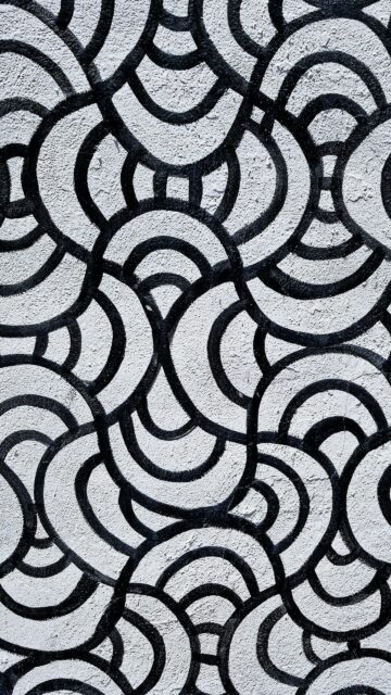 Abstract Monochrome Geometric Arcs Pattern Mobile Wallpaper