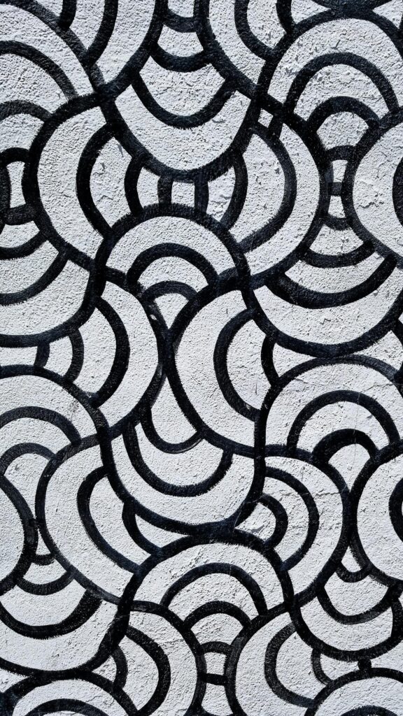 Abstract Monochrome Geometric Arcs Pattern Mobile Wallpaper