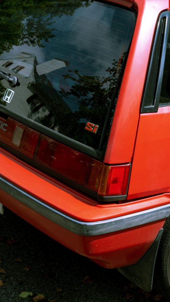 Classic Red Honda Civic Si Rear View Aesthetic Phone Wallpaper