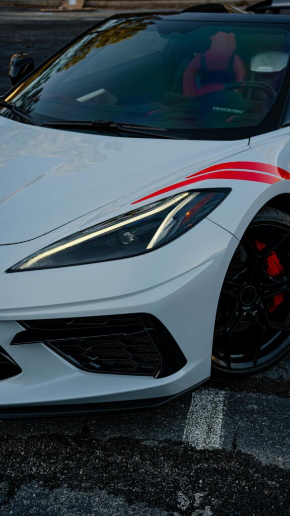 White Chevrolet Corvette C8 Sports Car Front View 4K Wallpaper