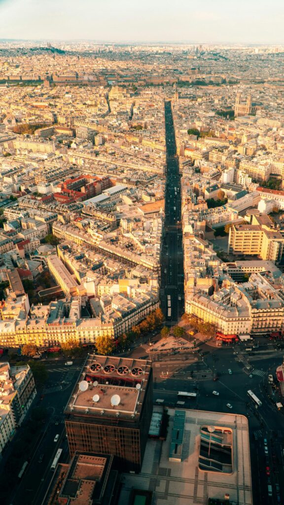 Aerial View of Paris Cityscape Golden Hour Sunset Smartphone Wallpaper