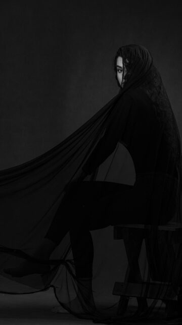 Mysterious Woman in Black Veil Portrait Mobile Wallpaper