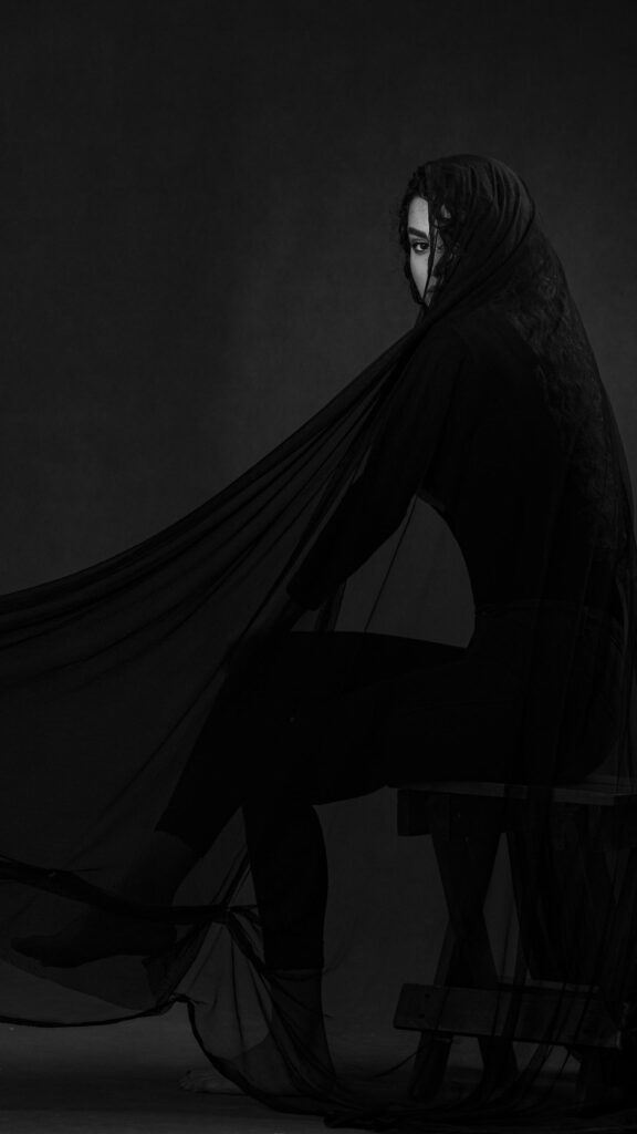 Mysterious Woman in Black Veil Portrait Mobile Wallpaper