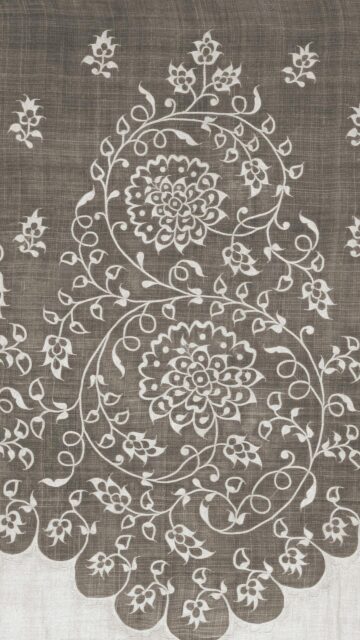 Elegant Gray Floral Mandala Linen Texture Phone Wallpaper