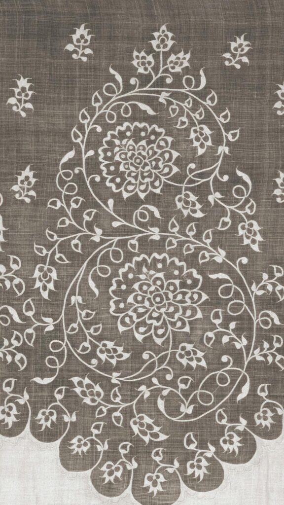 Elegant Gray Floral Mandala Linen Texture Phone Wallpaper