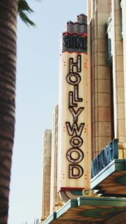 Hollywood Sign Neon Retro Cinema Building Aesthetic Phone Wallpaper