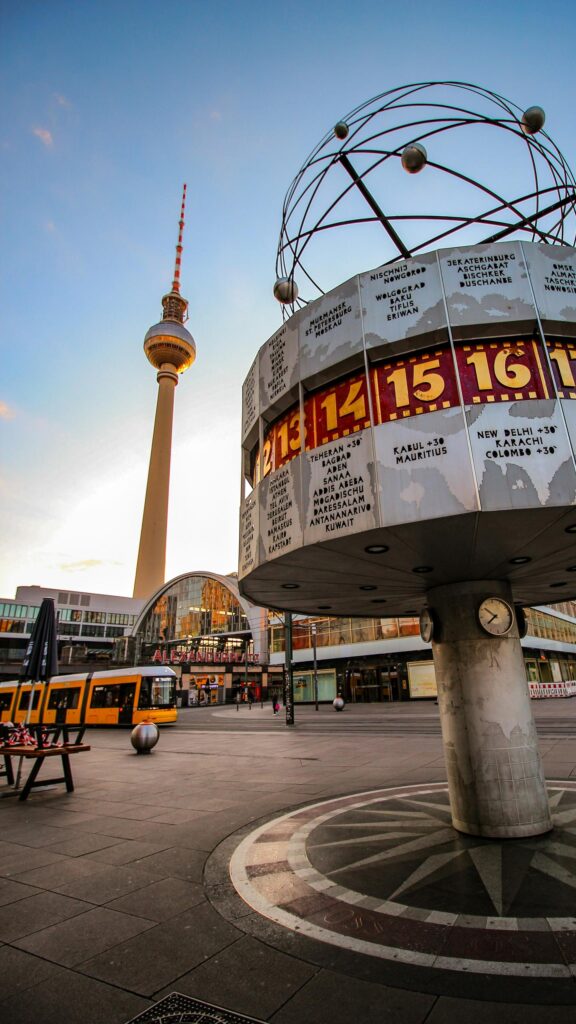 Berlin Alexanderplatz World Clock and TV Tower Sunset Mobile Wallpaper