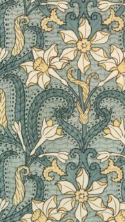 Vintage Floral Daffodil Botanical Art Pattern Mobile Wallpaper