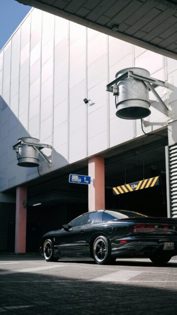 Sleek Black Pontiac Firebird Sports Car Urban Parking Wallpaper