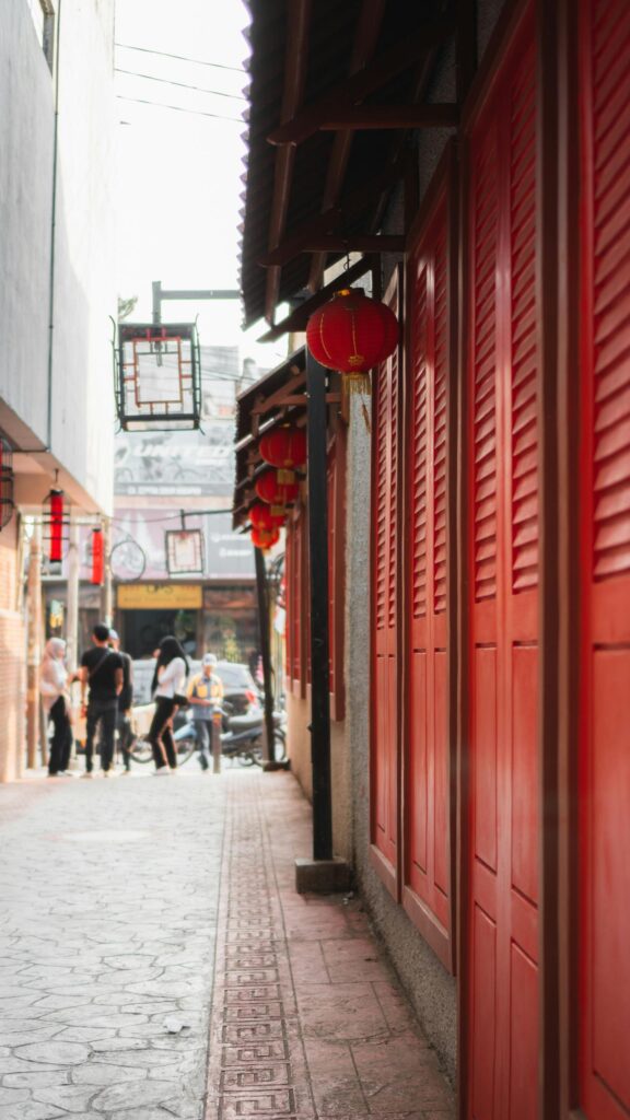 Traditional Chinese Red Lanterns Street Aesthetic Mobile Wallpaper