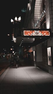 Nighttime Hamilton Theater Street View Mobile Phone Wallpaper