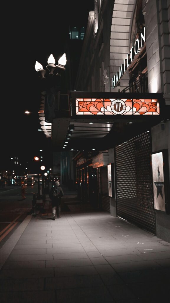 Nighttime Hamilton Theater Street View Mobile Phone Wallpaper