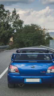 Blue Subaru Impreza WRX STI Rear View JDM Car Wallpaper