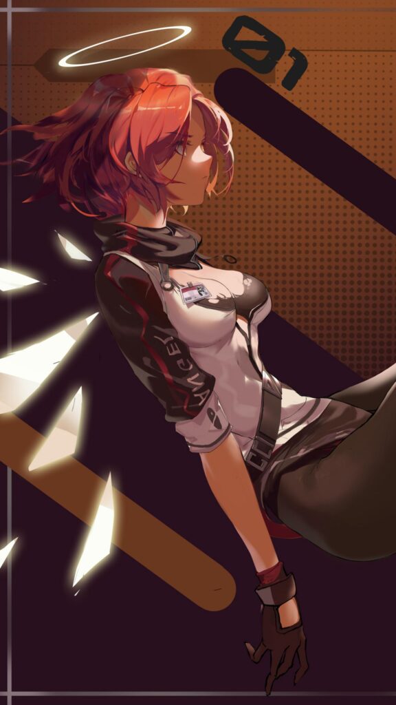 Anime Cyberpunk Girl with Halo Art Mobile Wallpaper