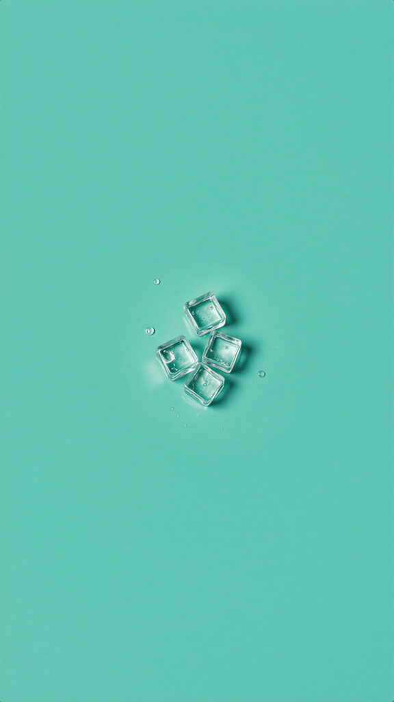 Minimalist Ice Cubes on Vibrant Mint Green Background Wallpaper