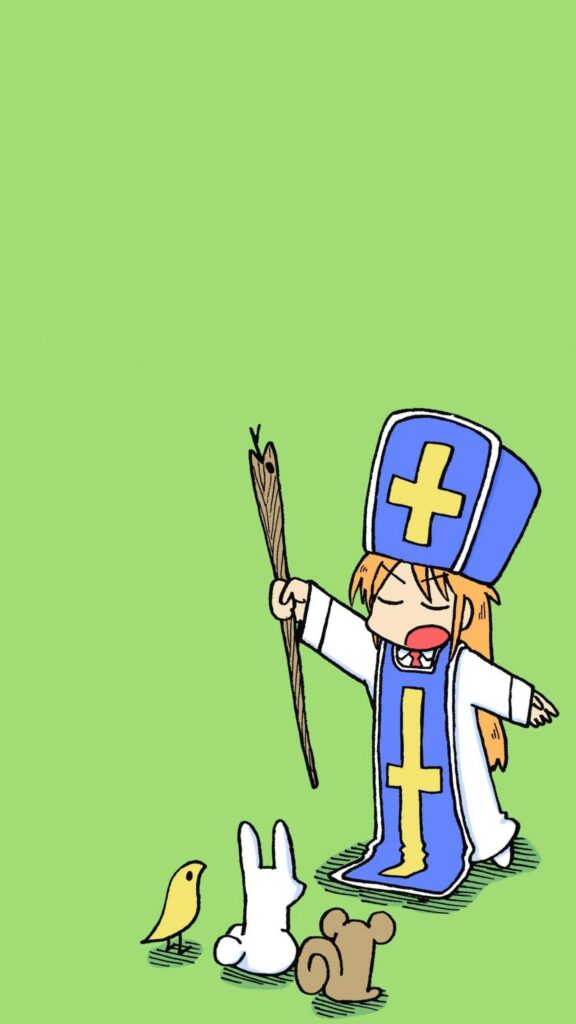 Cute Chibi Anime Bishop with Forest Animals Wallpaper for Mobile