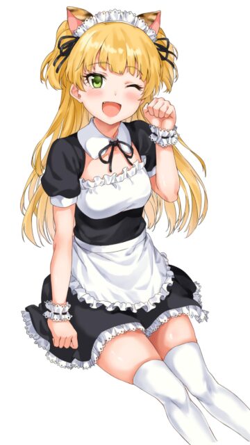 Cute Anime Cat Girl in Maid Outfit High Quality Wallpaper