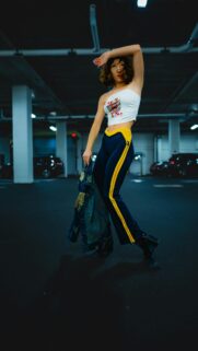 Stylish Fashion Model in Parking Garage Street Style Wallpaper