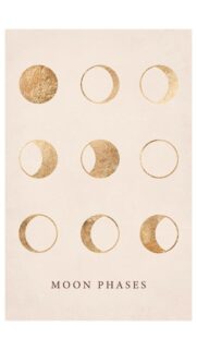 Minimalist Gold Foil Moon Phases Aesthetic Spiritual Wallpaper