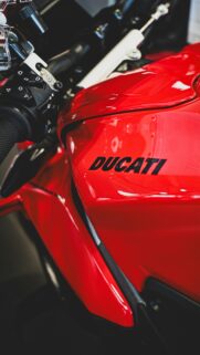 Red Ducati Motorcycle Fuel Tank Close Up Mobile Wallpaper