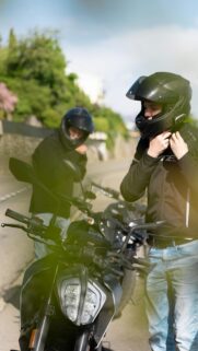 Bikers Preparing for a Ride Motorcycle Adventure Phone Wallpaper