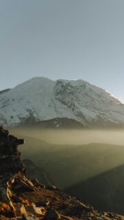 Majestic Snow Capped Mount Rainier Sunset Phone Wallpaper