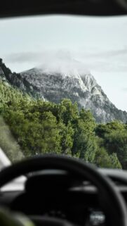 Stunning Misty Mountain View From Car Window Phone Wallpaper