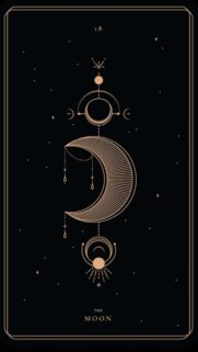 The Moon Tarot Card Mystical Aesthetic Celestial Wall Art Wallpaper