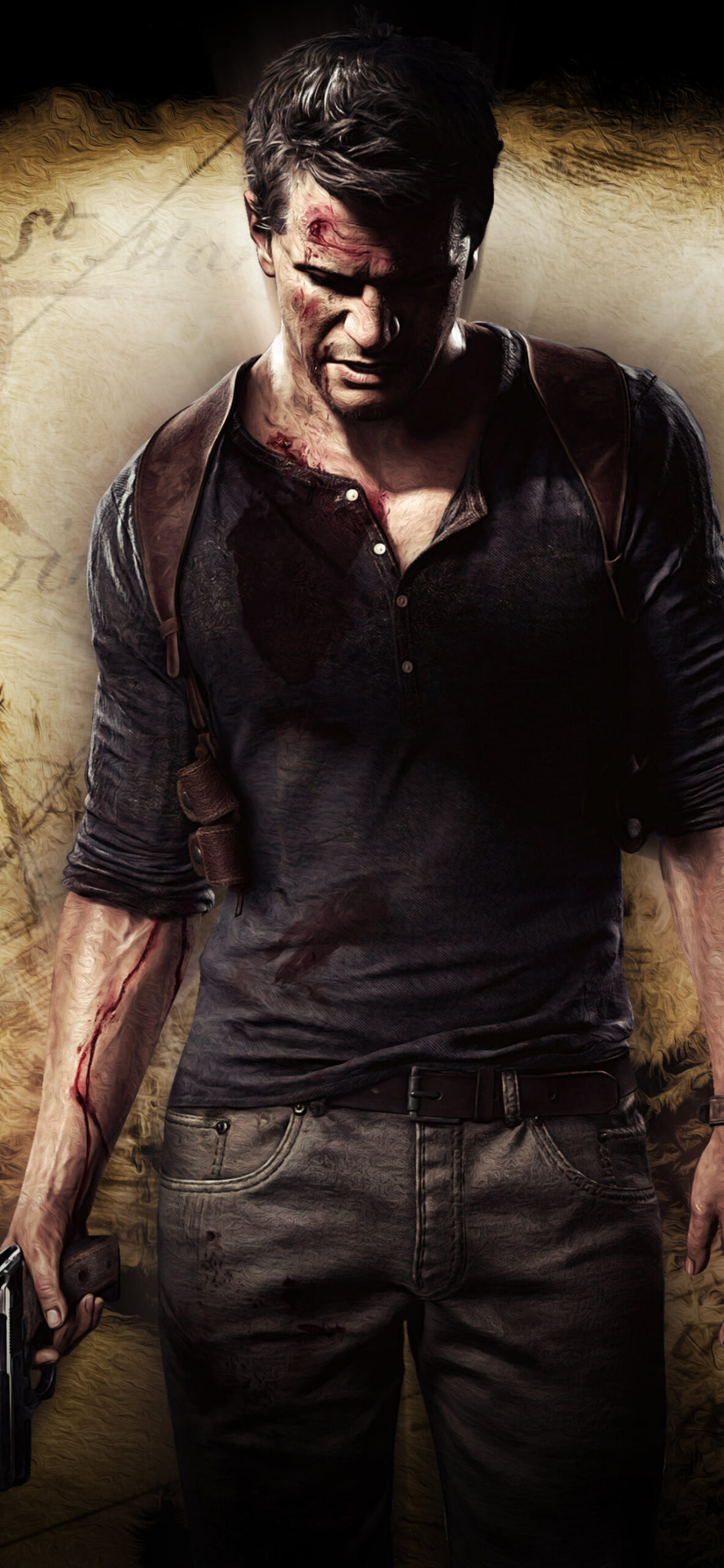 Nathan Drake Battle-Worn Uncharted Mobile Wallpaper