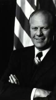Gerald Ford Portrait with American Flag High Quality Mobile Wallpaper