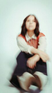 Abstract Motion Portrait Girl in Red Net Top Aesthetic Mobile Wallpaper