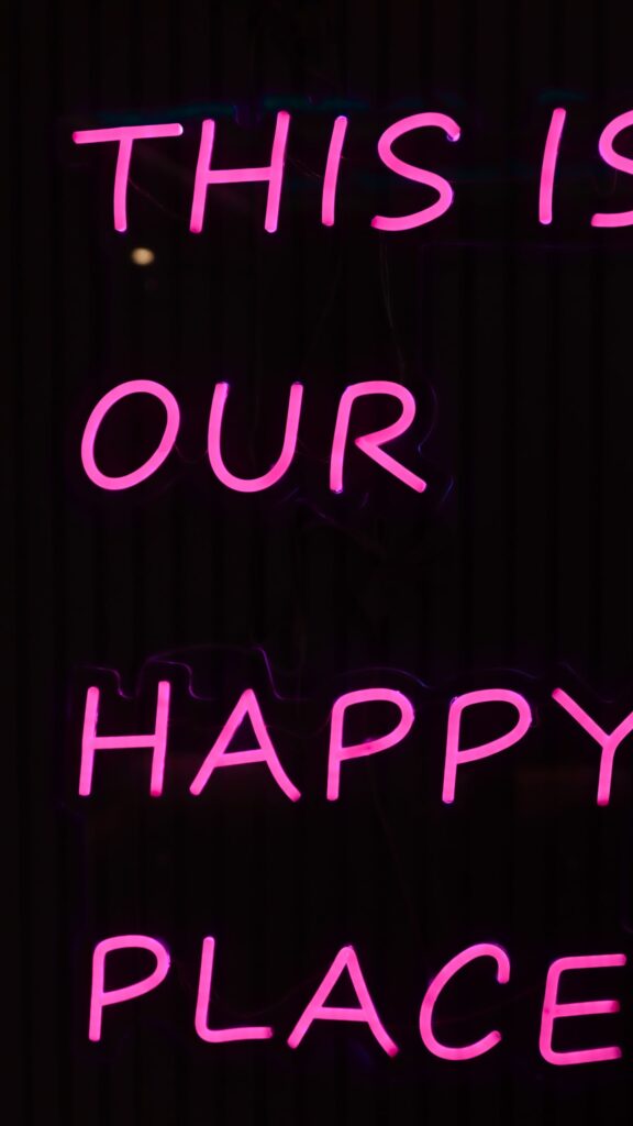 This Is Our Happy Place Neon Affirmation Spiritual Aesthetic Wallpaper