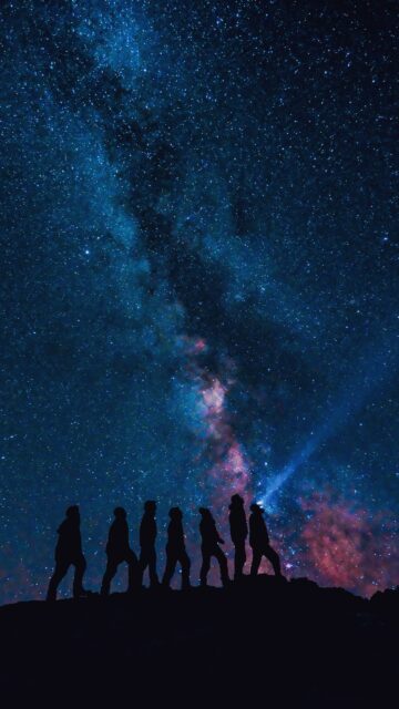 Celestial Stargazing Silhouette and Milky Way Manifestation Wallpaper