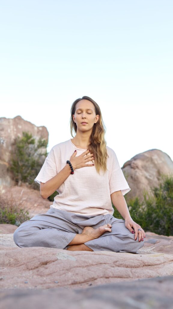 Zen Mindfulness Meditation and Heart Chakra Awakening Spiritual Wallpaper