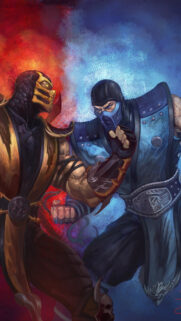 Scorpion and Sub-Zero Mortal Kombat Duel Phone Wallpaper