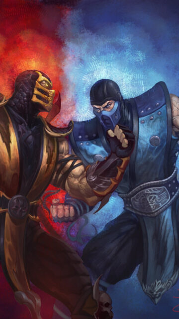 Scorpion and Sub-Zero Mortal Kombat Duel Phone Wallpaper