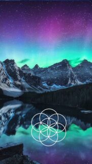 Sacred Geometry Seed of Life Spiritual Aura Aurora Night Wallpaper