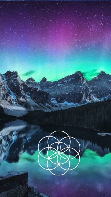 Sacred Geometry Seed of Life Spiritual Aura Aurora Night Wallpaper