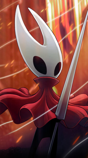 Hornet Hollow Knight Warrior Red Cloak 4K Mobile Wallpaper