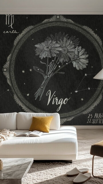 Virgo Zodiac Earth Sign Aesthetic Floral Constellation Wallpaper