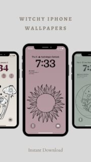 Minimalist Witchy Sun and Floral Spiritual iPhone Wallpaper