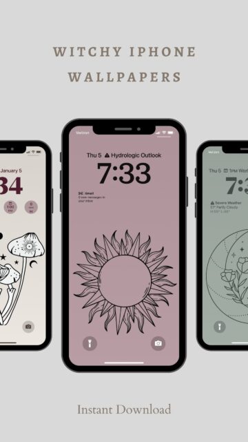 Minimalist Witchy Sun and Floral Spiritual iPhone Wallpaper