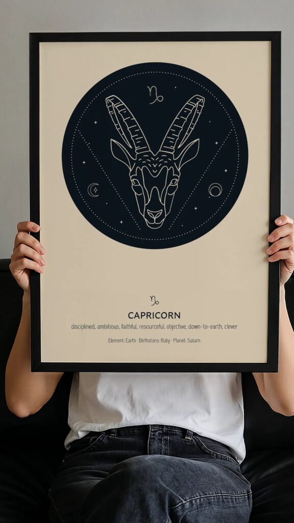 Capricorn Zodiac Symbol Ambition and Earth Element Astrology Wallpaper