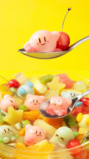 Adorable Kirby Themed Fruit Salad Mobile Wallpaper
