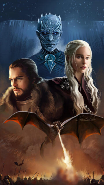 Game of Thrones Jon and Daenerys Digital Art Mobile Wallpaper