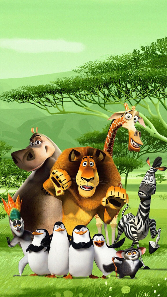 Madagascar Movie Character Group Mobile Wallpaper