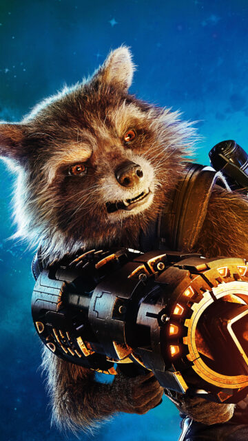 Rocket Raccoon Action Pose Marvel Cinematic Universe Mobile Wallpaper