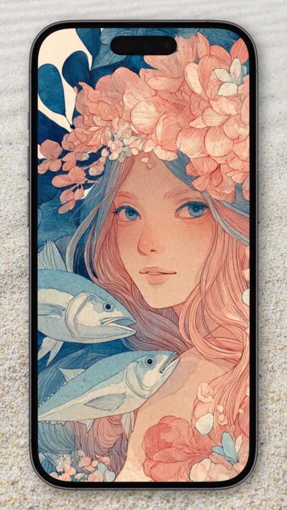 Dreamy Pisces Zodiac Aesthetic Art Phone Wallpaper