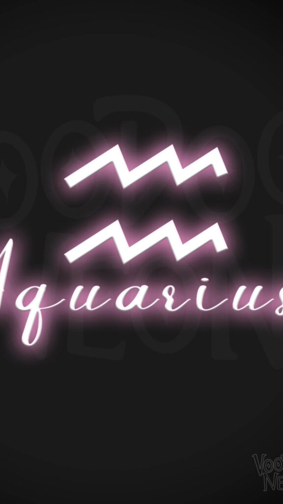 Aquarius Zodiac Sign Neon Aesthetic Minimalist HD Smartphone Wallpaper